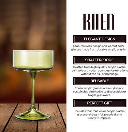 Khen Premium Four Multicolor Champagne Coupe Set