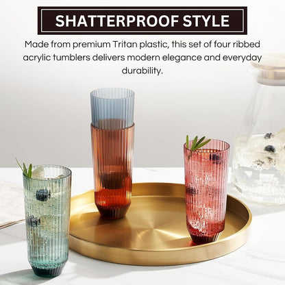 Durable And Shatterproof Ribbed Drinking Glasses