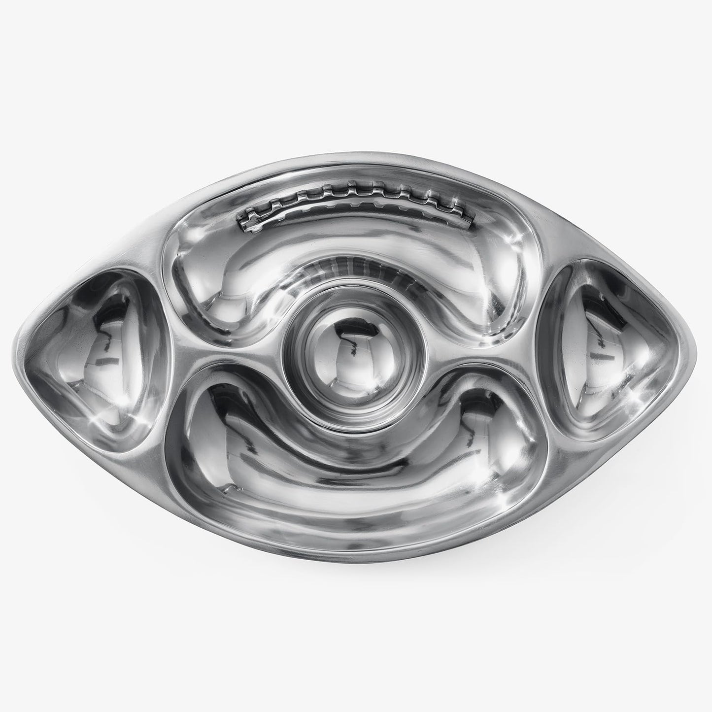 Silver Brass Football Chip and Dip Serving Bowl