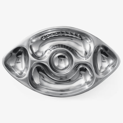 Silver Brass Football Chip and Dip Serving Bowl