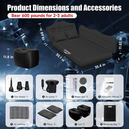Backseat air mattress for SUV/Truck, black, 35.4 in wide, Dikasun Outdoor on Tampa Home & Garden Store