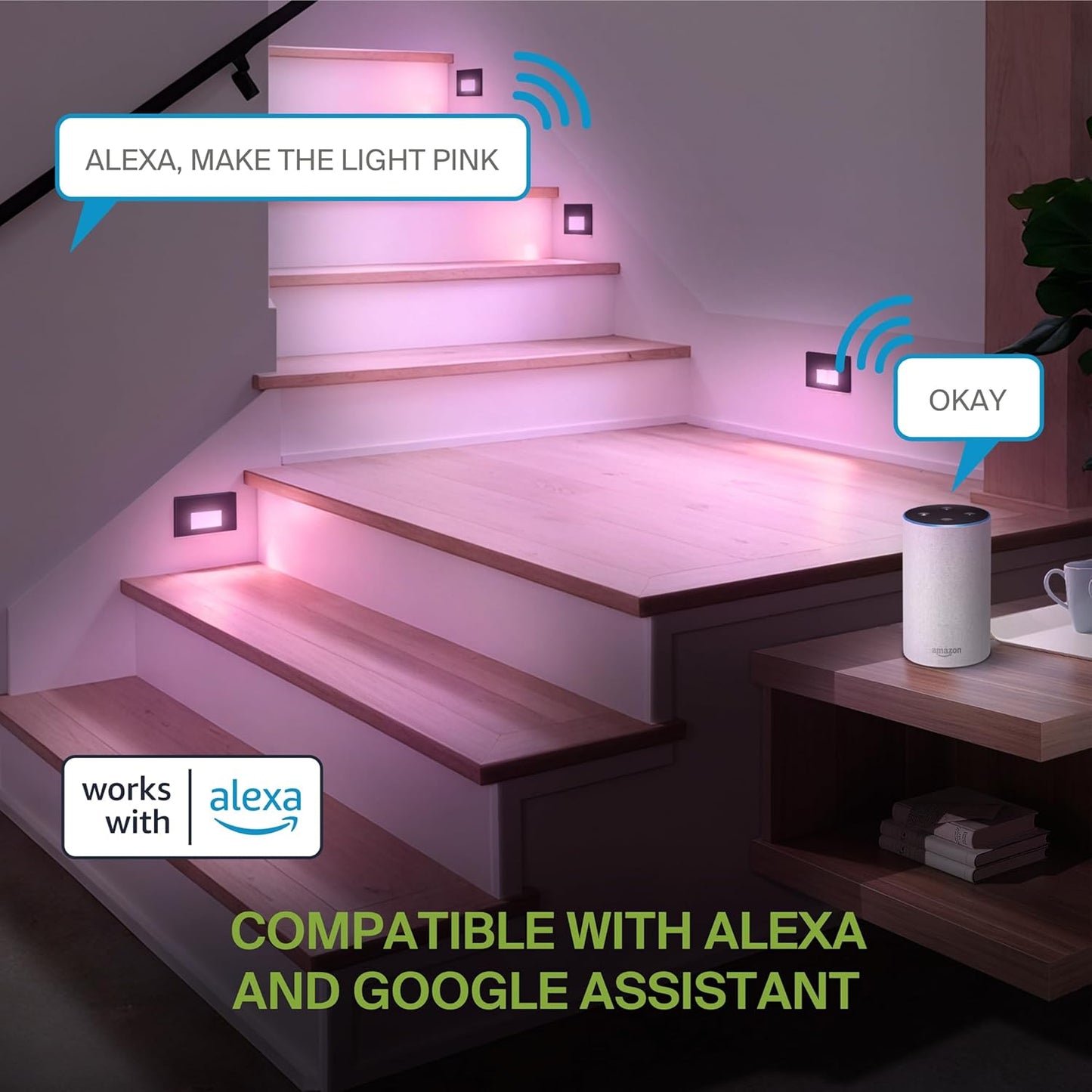 STRA07 6 Pack 3W RGBCW Color Changing 2700K-6500K Rectangular Waterproof Horizontal LED Stairs Step Light Fixture