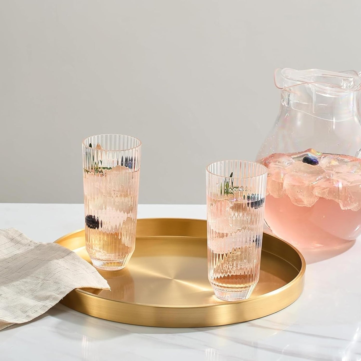Khen Acrylic Ribbed Drinking Glasses Set of 2