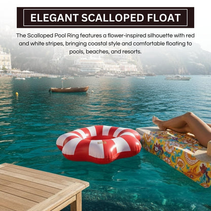 Amalfi Scalloped Pool Float Ring in Red And White