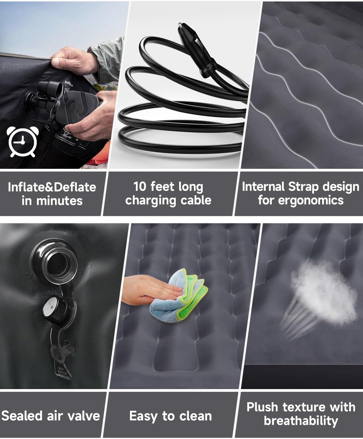 Umbrauto backseat car air mattress in black with pump and pillows on Tampa Home & Garden Store