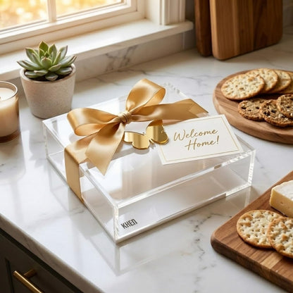 Clear Acrylic Napkin Holder with A Gold Butterfly