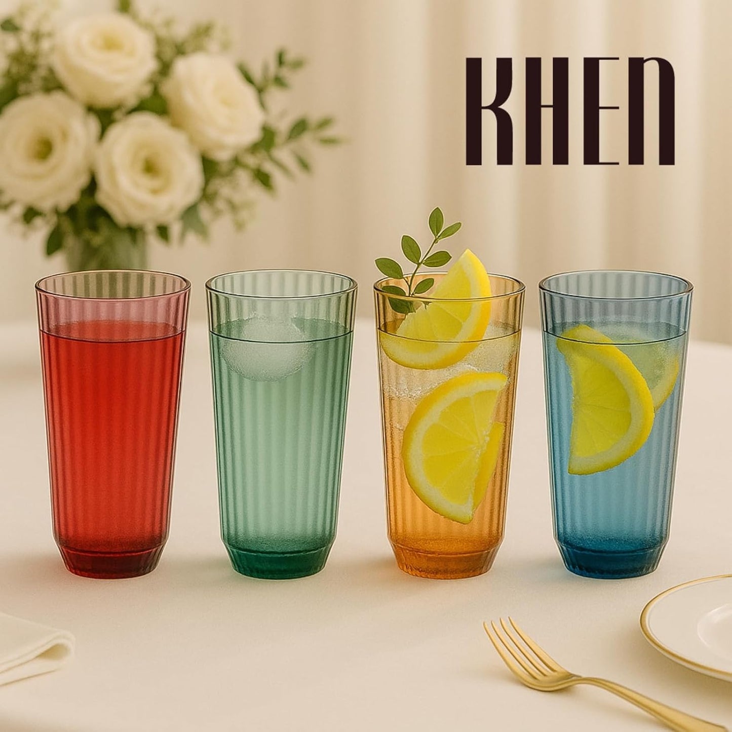 Durable And Shatterproof Ribbed Drinking Glasses
