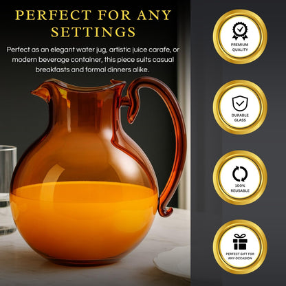 Handmade Murano Amber Glass Jug And Pitcher