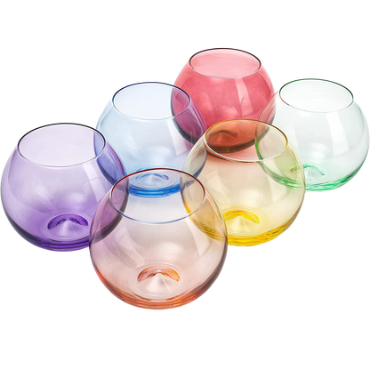 Set Of Hand Blown Colored and Stemless Glasses