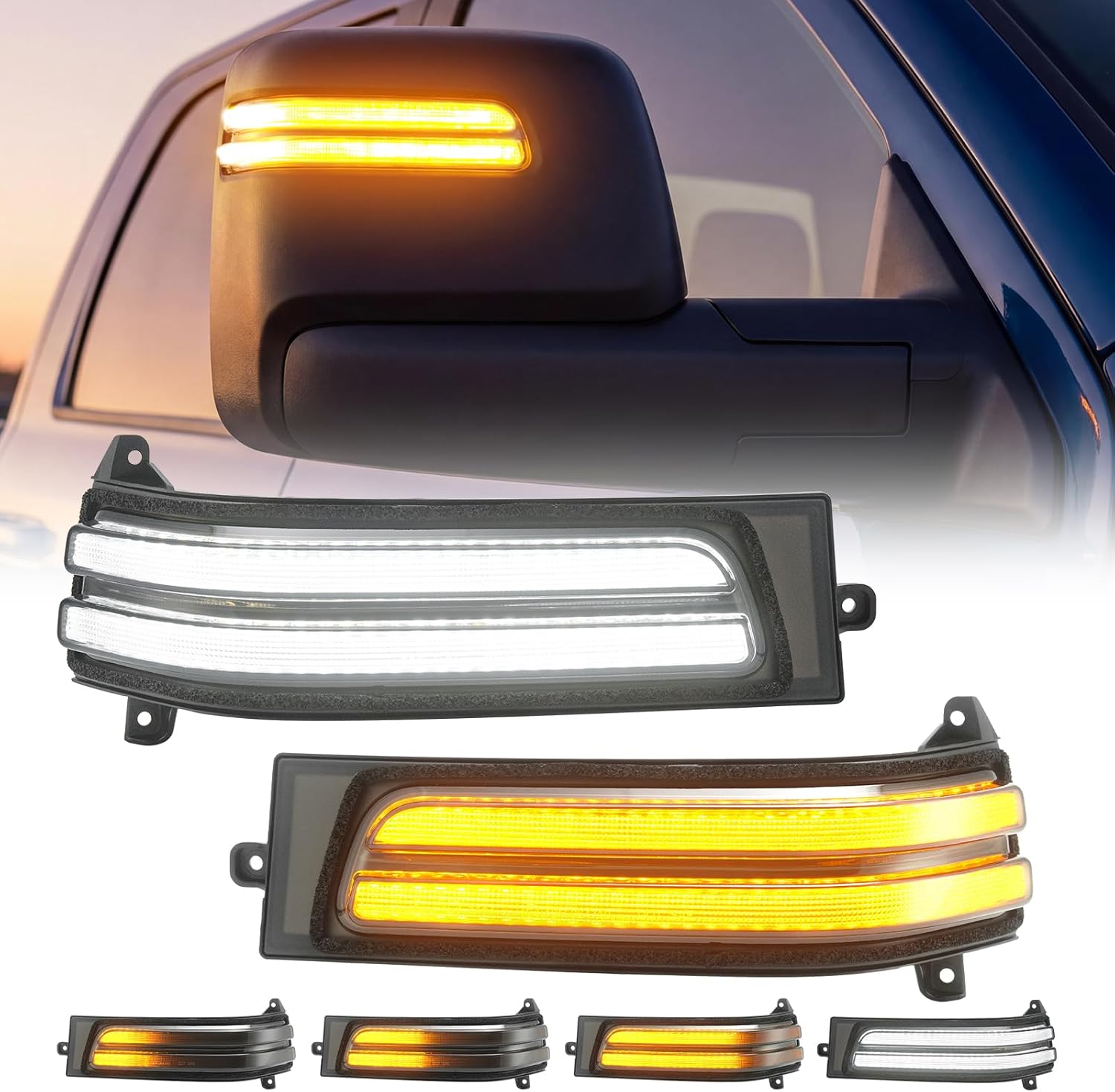 Tow mirror LED lights smoked white amber for Ram 1500/2500HD, exterior interior use on Tampa Home & Garden Store