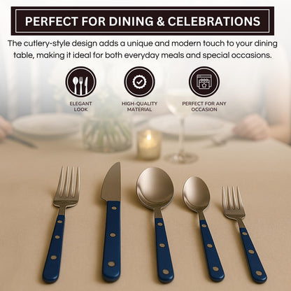 Khen Blue Stainless Steel Flatware Set of 20