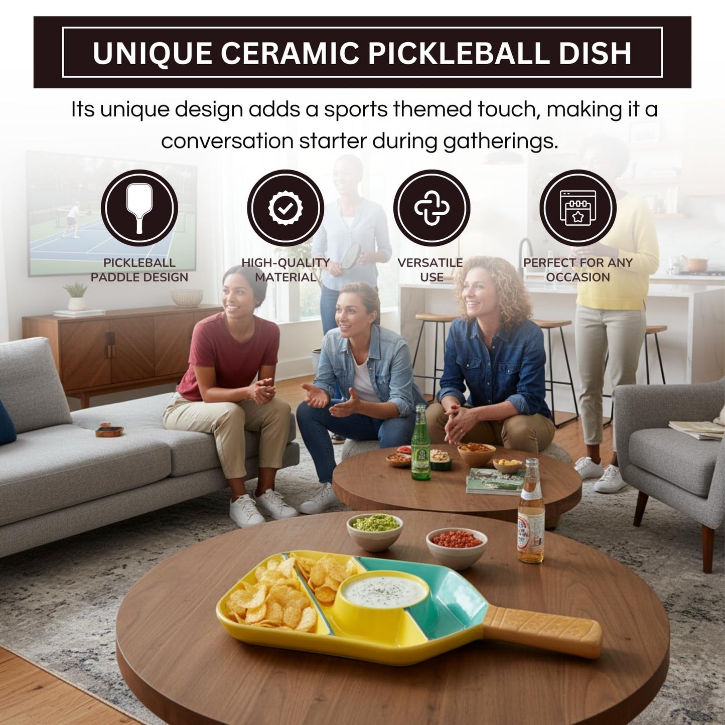 Ceramic Pickleball Paddle Serving Tray Platter