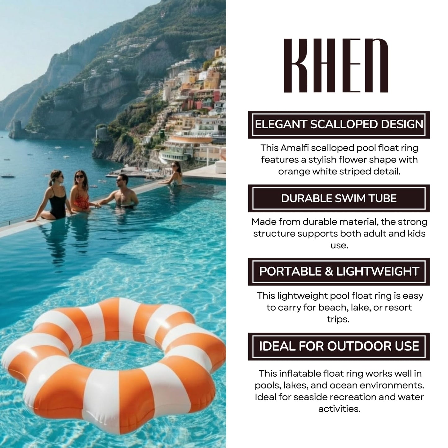 Amalfi Scalloped Inflatable Pool Float Ring
