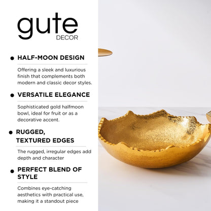 Gold Brass Half Moon Decorative Centerpiece Bowl