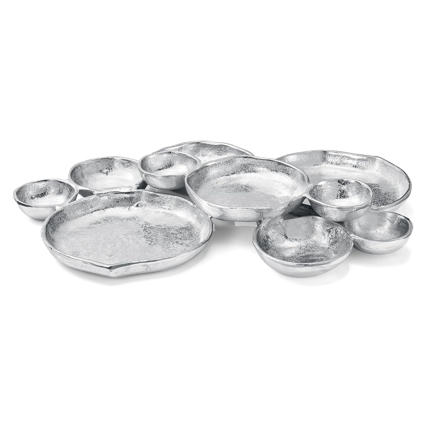 Decorative Cluster of Silver Bowls and Tray