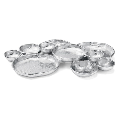 Decorative Cluster of Silver Bowls and Tray