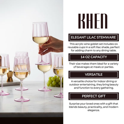 Lucia Acrylic Stemmed Goblets in Lilac Set of 6