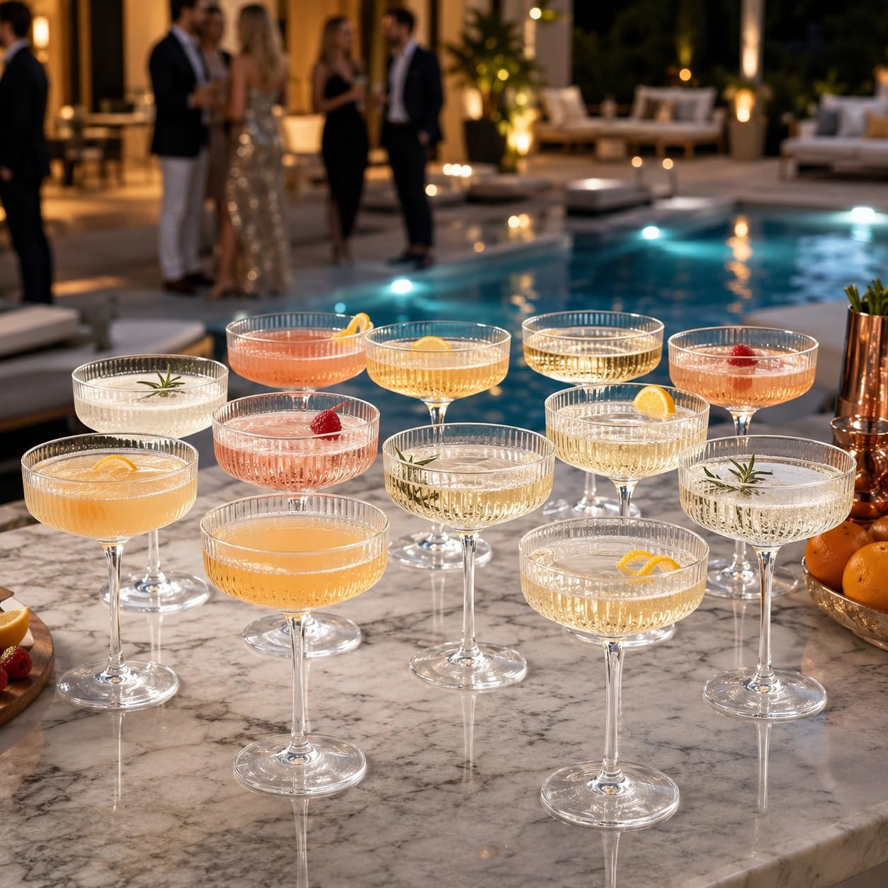Como Ribbed Champagne Coupe Glassware Set of 12