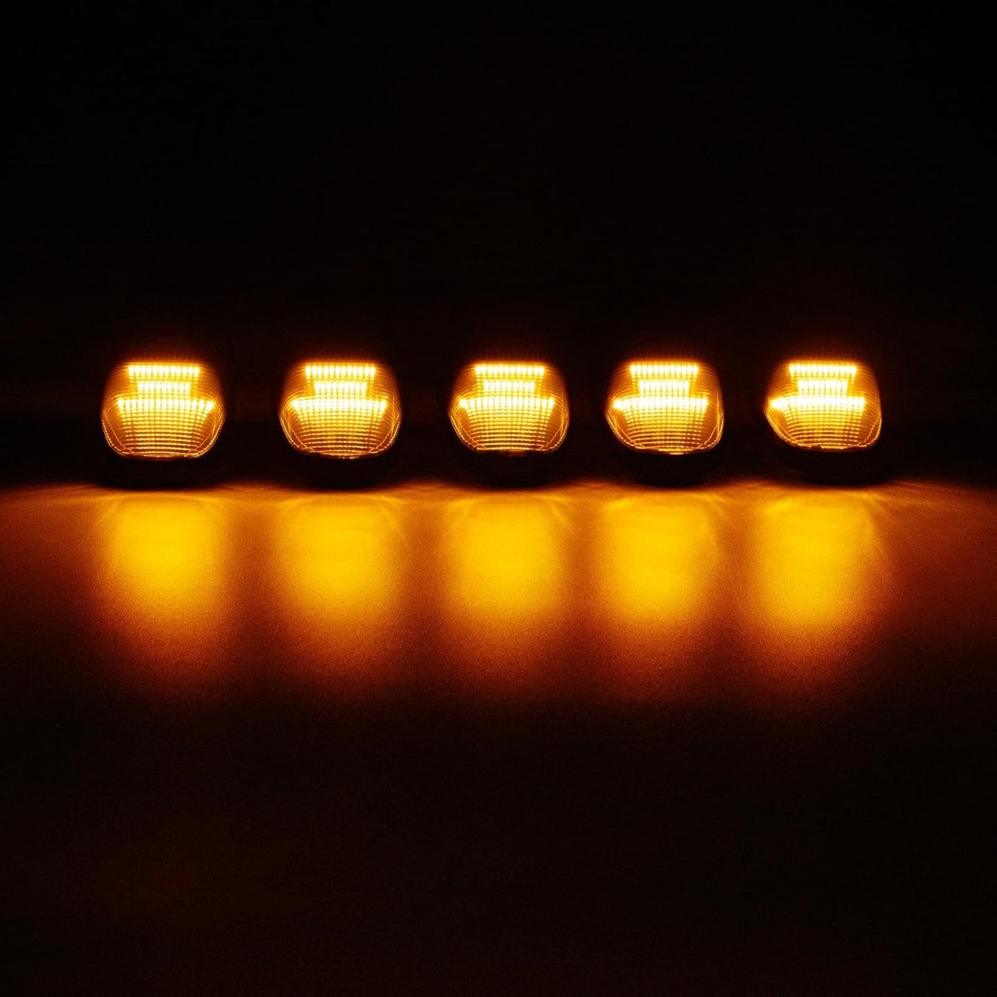 Five amber LED roof cab lights for Ram HD 2019-2026, clear smoked white lens, AutoLEDTech.com on Tampa Home & Garden Store