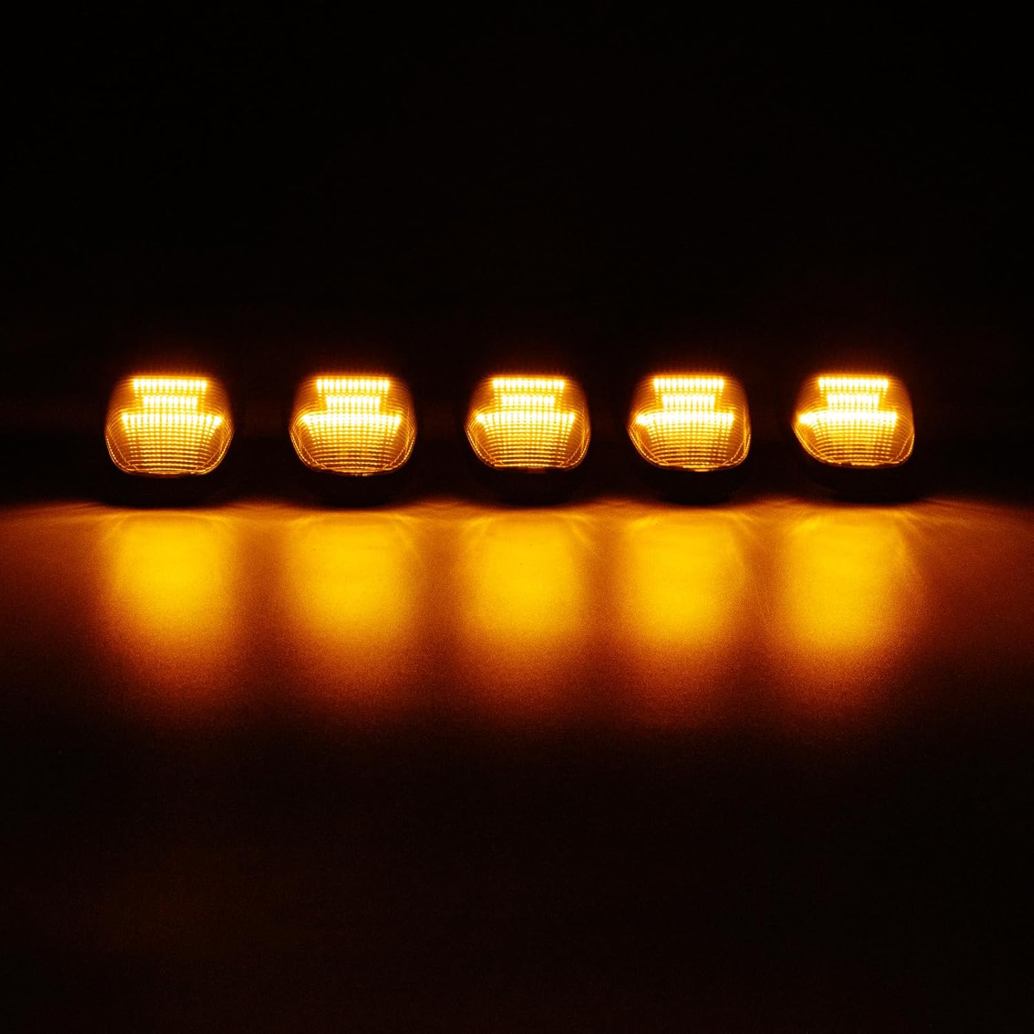 Five amber LED roof cab lights for Ram HD 2019-2026, clear smoked white lens, AutoLEDTech.com on Tampa Home & Garden Store