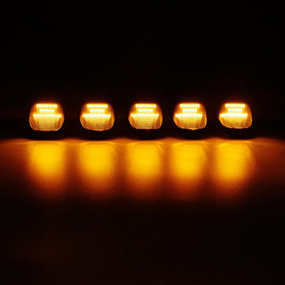 Five amber LED roof cab lights for Ram HD 2019-2026, clear smoked white lens, AutoLEDTech.com on Tampa Home & Garden Store