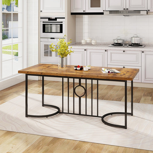 71 Inch Large Dining Table for 6-8 People Rectangular Wood Kitchen Table-Rustic Brown - Tampa Home & Garden Store