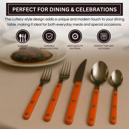 Premium 20 Piece Orange Stainless Steel Flatware
