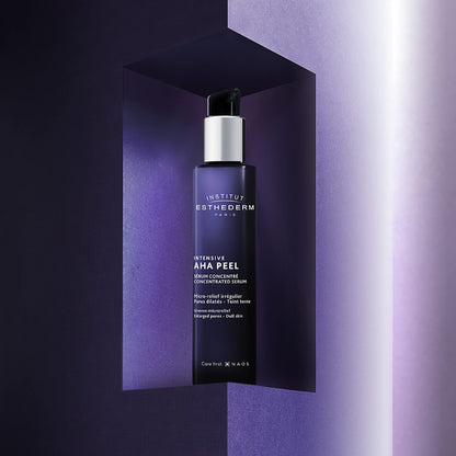 Esthederm Concentrated AHA Peel Serum 30ml bottle with purple glass and pump on Tampa Home & Garden Store