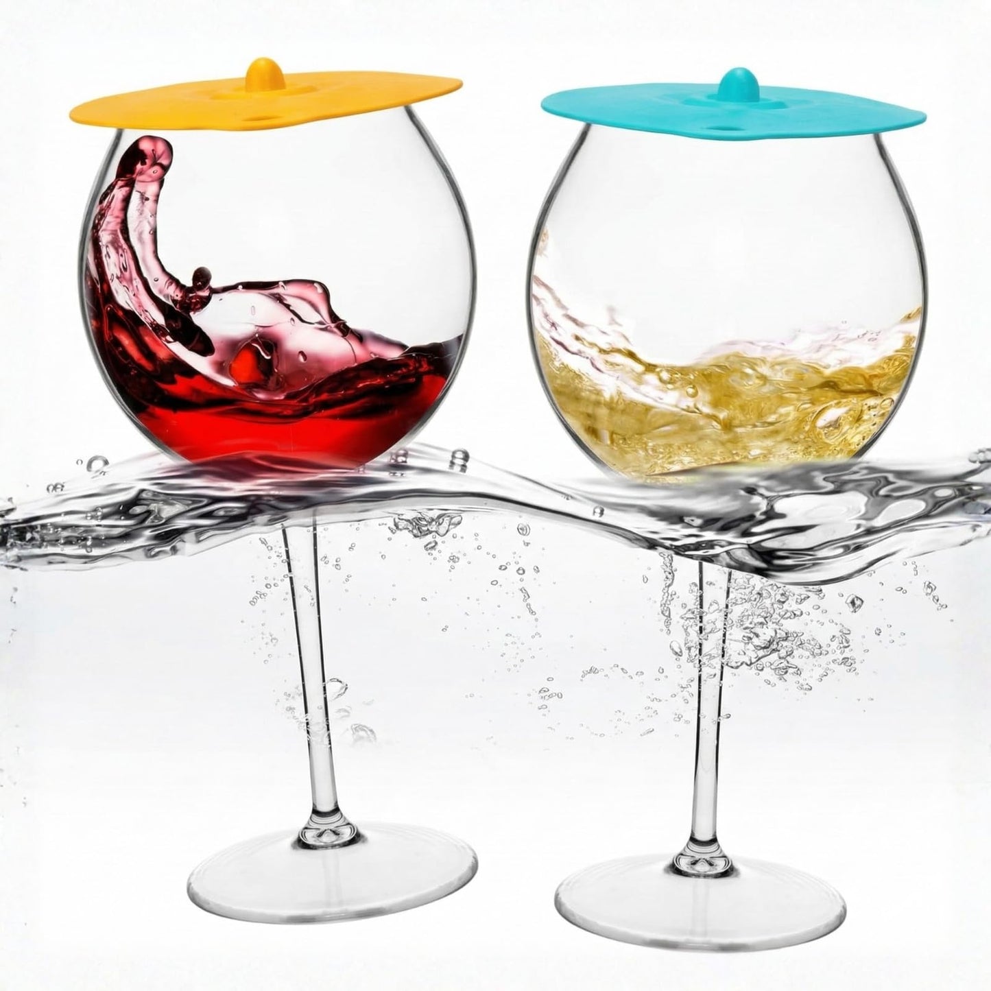 Floating Wine Glasses for Pool with Cooling Lids