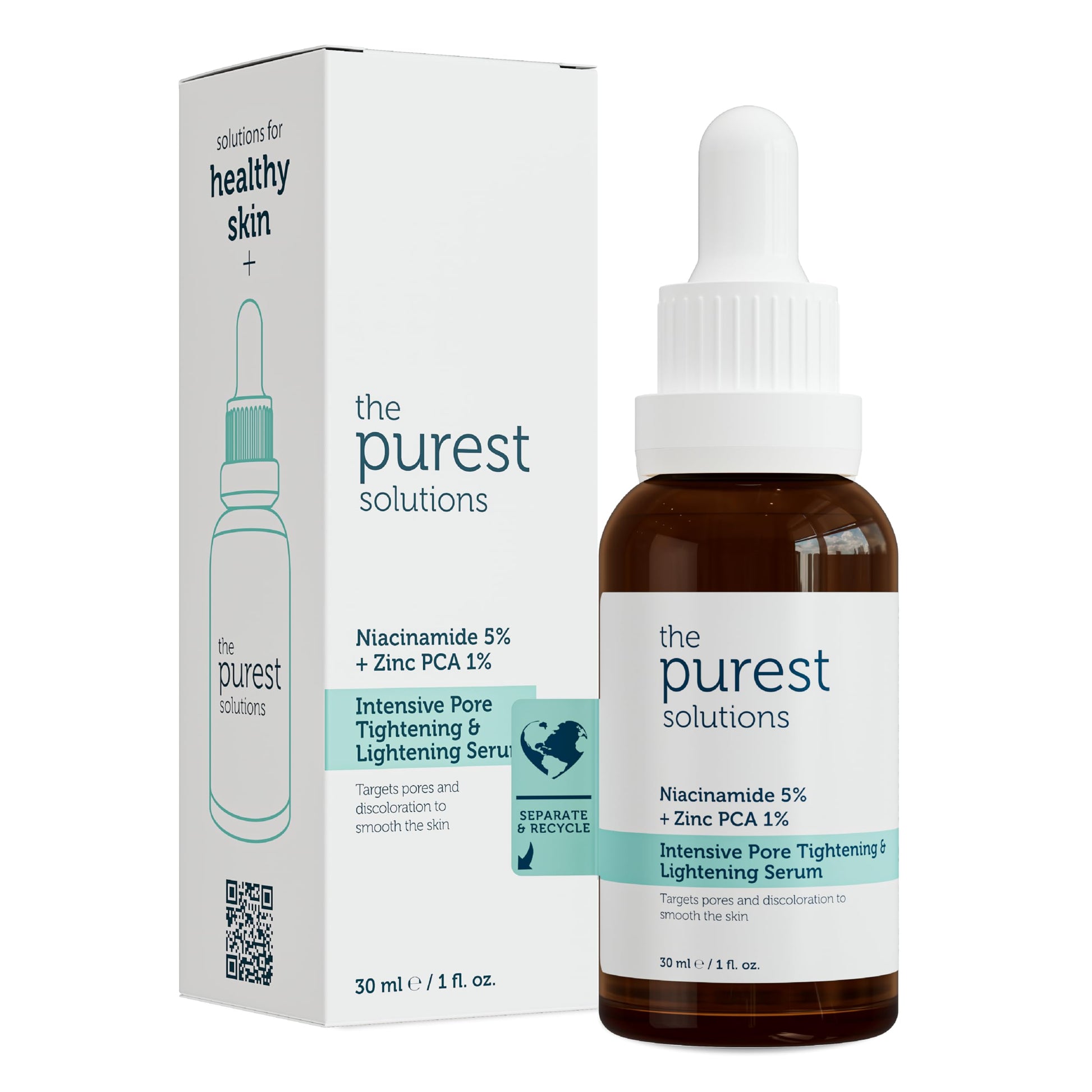 Purest Solutions face serum bottle with dropper beside box Niacinamide 5%+Zinc PCA 1% on Tampa Home & Garden Store
