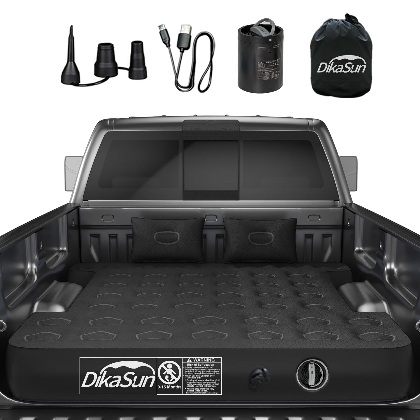 DikaSun Nissan truck bed air mattress for 5.5–5.8 ft and 6–6.5 ft beds with pump kit carry bag on Tampa Home & Garden Store