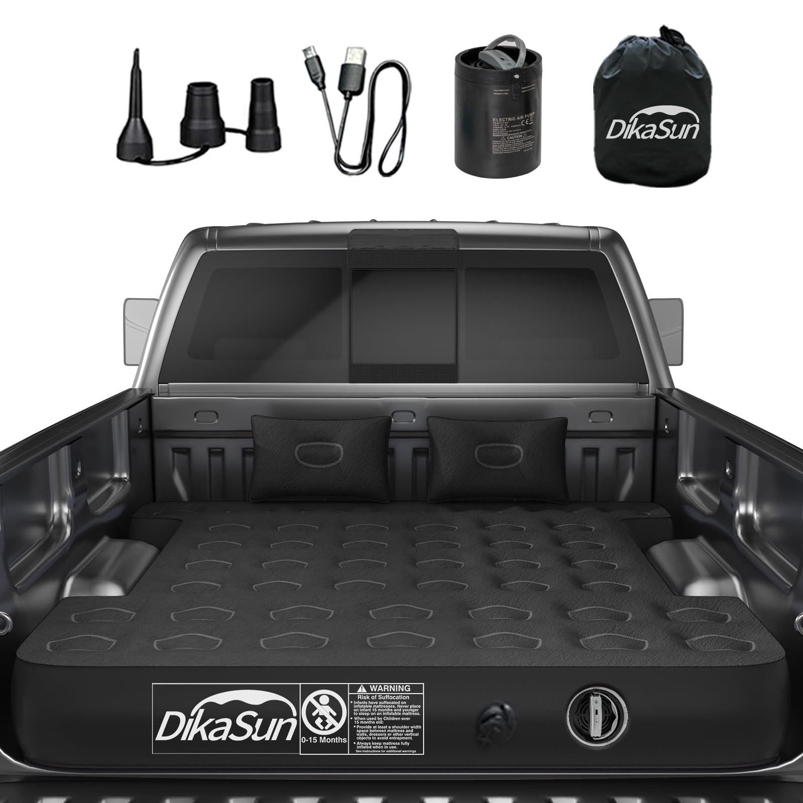 DikaSun Nissan truck bed air mattress for 5.5–5.8 ft and 6–6.5 ft beds with pump kit carry bag on Tampa Home & Garden Store