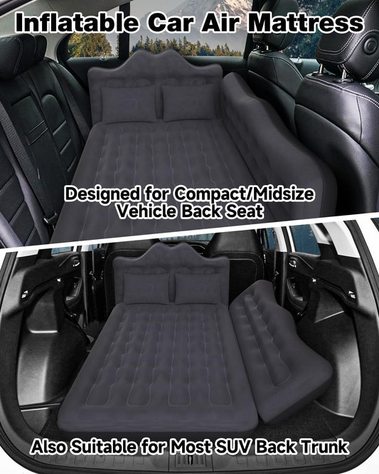 Umbrauto backseat air mattress in dark gray with 2 pillows for compact/midsize cars on Tampa Home & Garden Store
