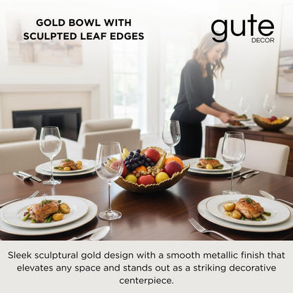 Gold Platter Bowl And Modern Table Centerpiece