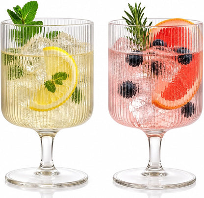 Modern Textured Glass Wine Glasses Set of Two