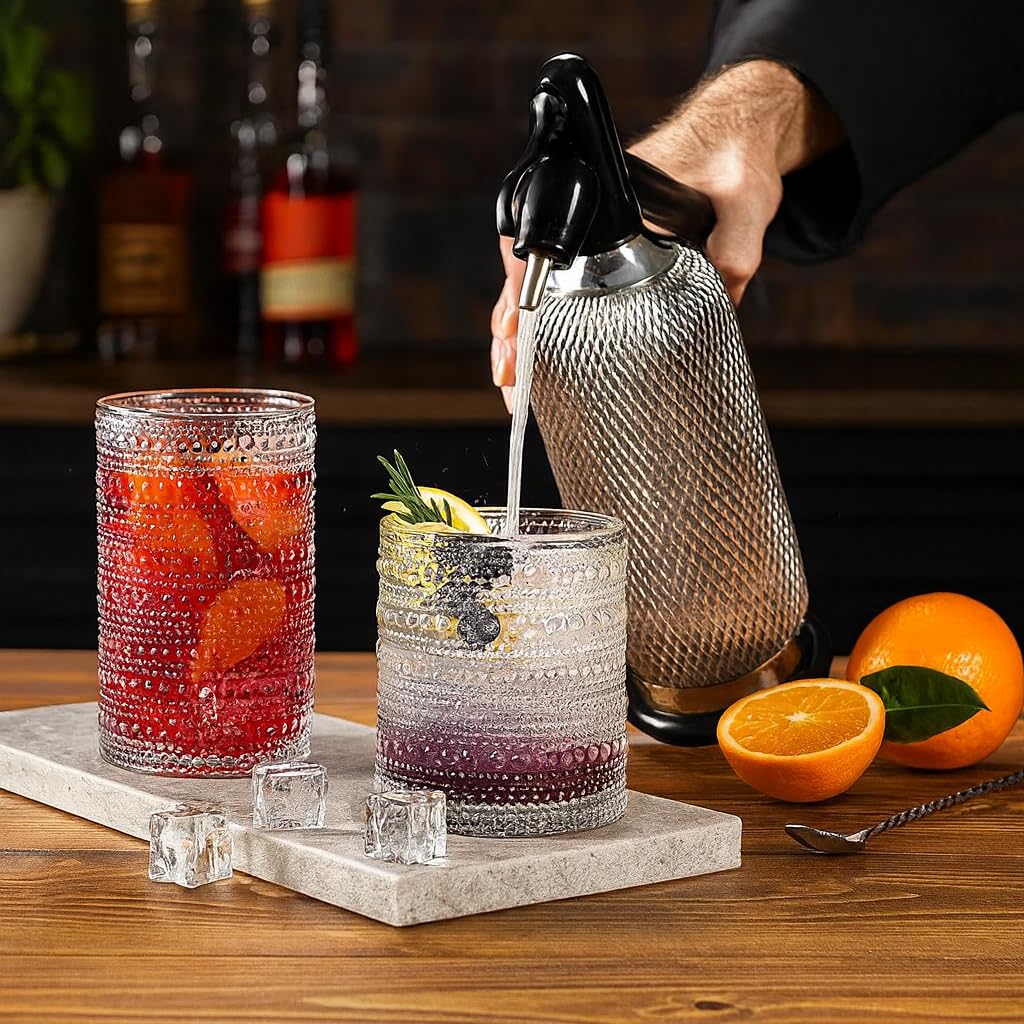Khen Hobnail Clear Drinking Glasses Set of 12