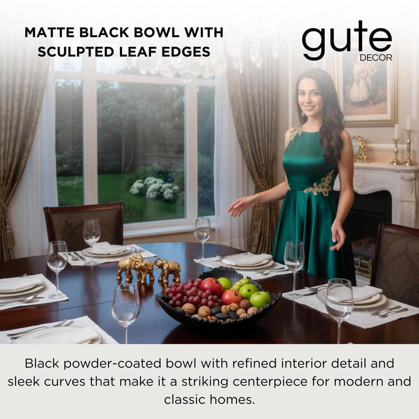 Black Decorative Platter Bowl and Aluminum Tray