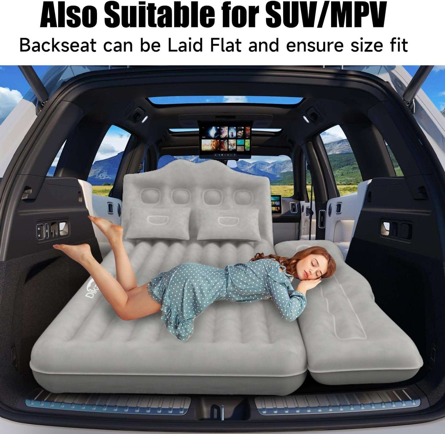 Backseat air mattress for SUV, grey 35.4'' wide, thick inflatable bed by Dikasun Outdoor on Tampa Home & Garden Store
