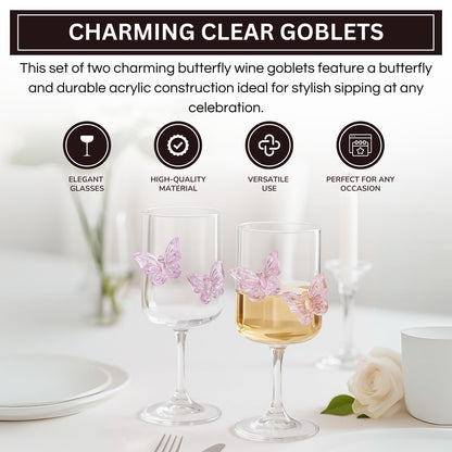 Butterfly Wine Goblet Set and Two Glass Holders