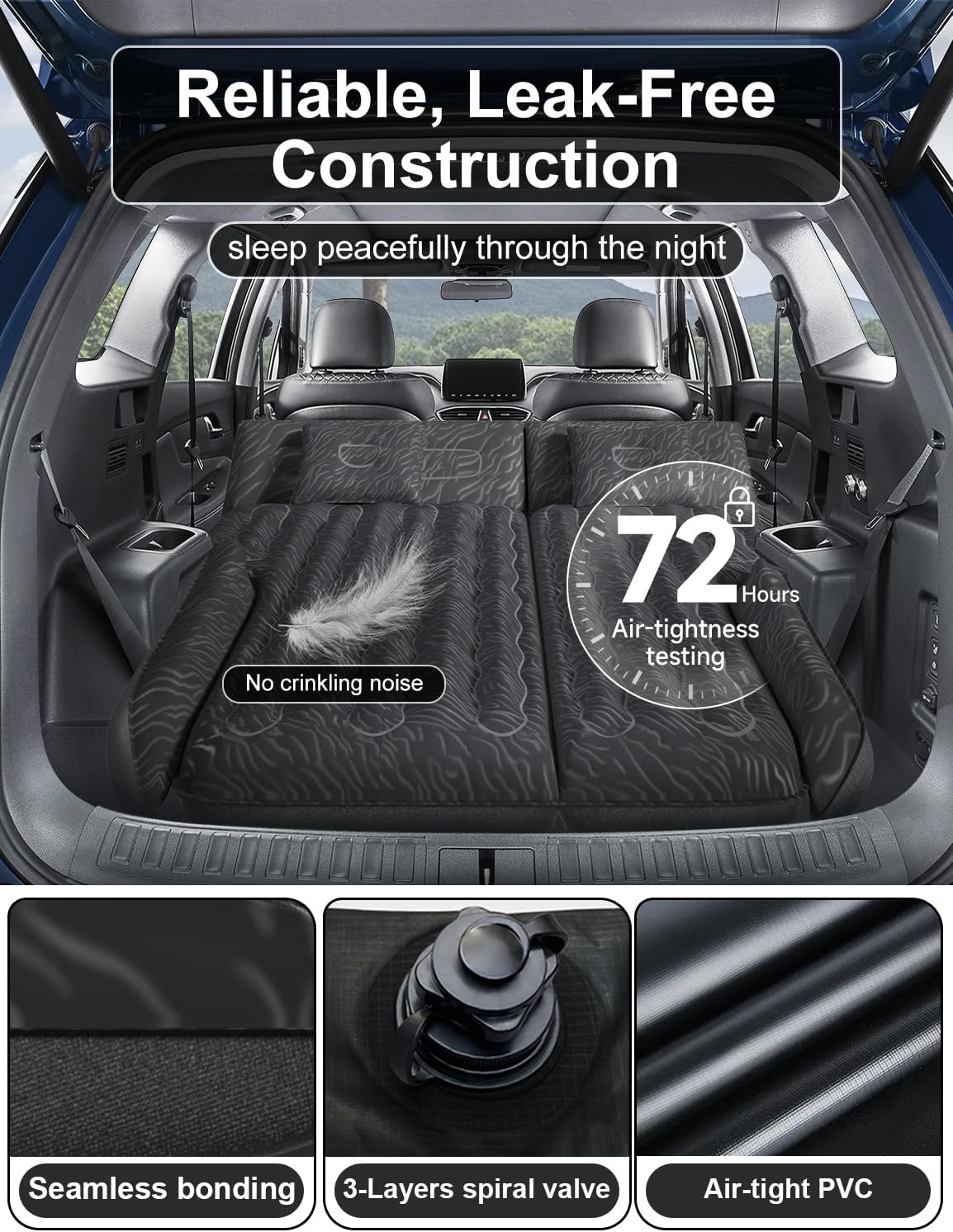 Umbrauto 63in Extended SUV air mattress with pump and 2 pillows in grey on Tampa Home & Garden Store