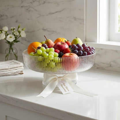 Fluted Clear Glass Bowl For Fruit and Sweets