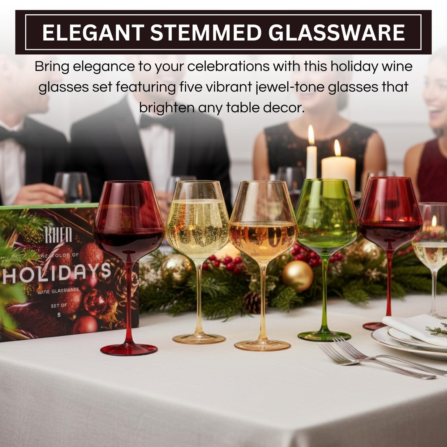 Christmas Wine Glasses Set And Five Goblets
