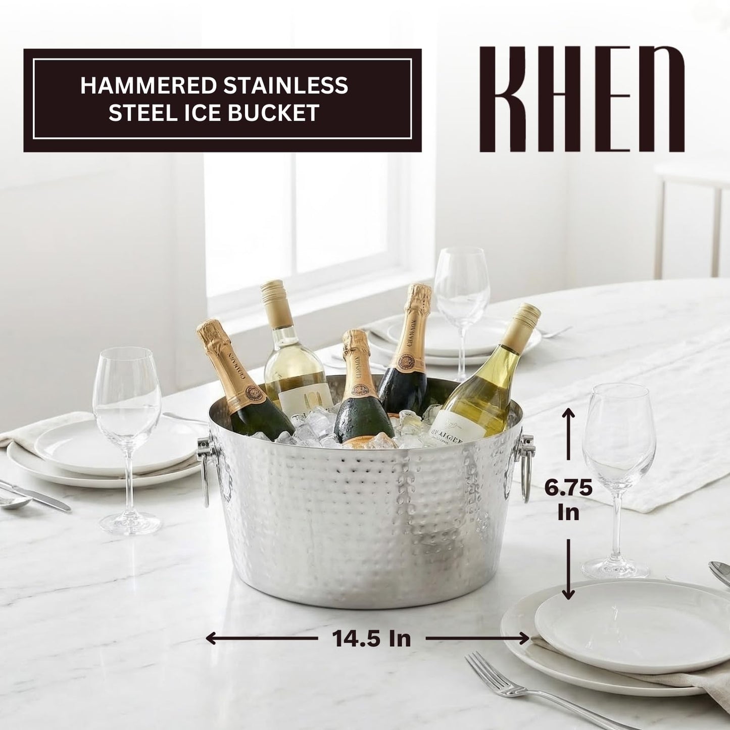 Stainless Hammered Ice Bucket for Bar and Lounge
