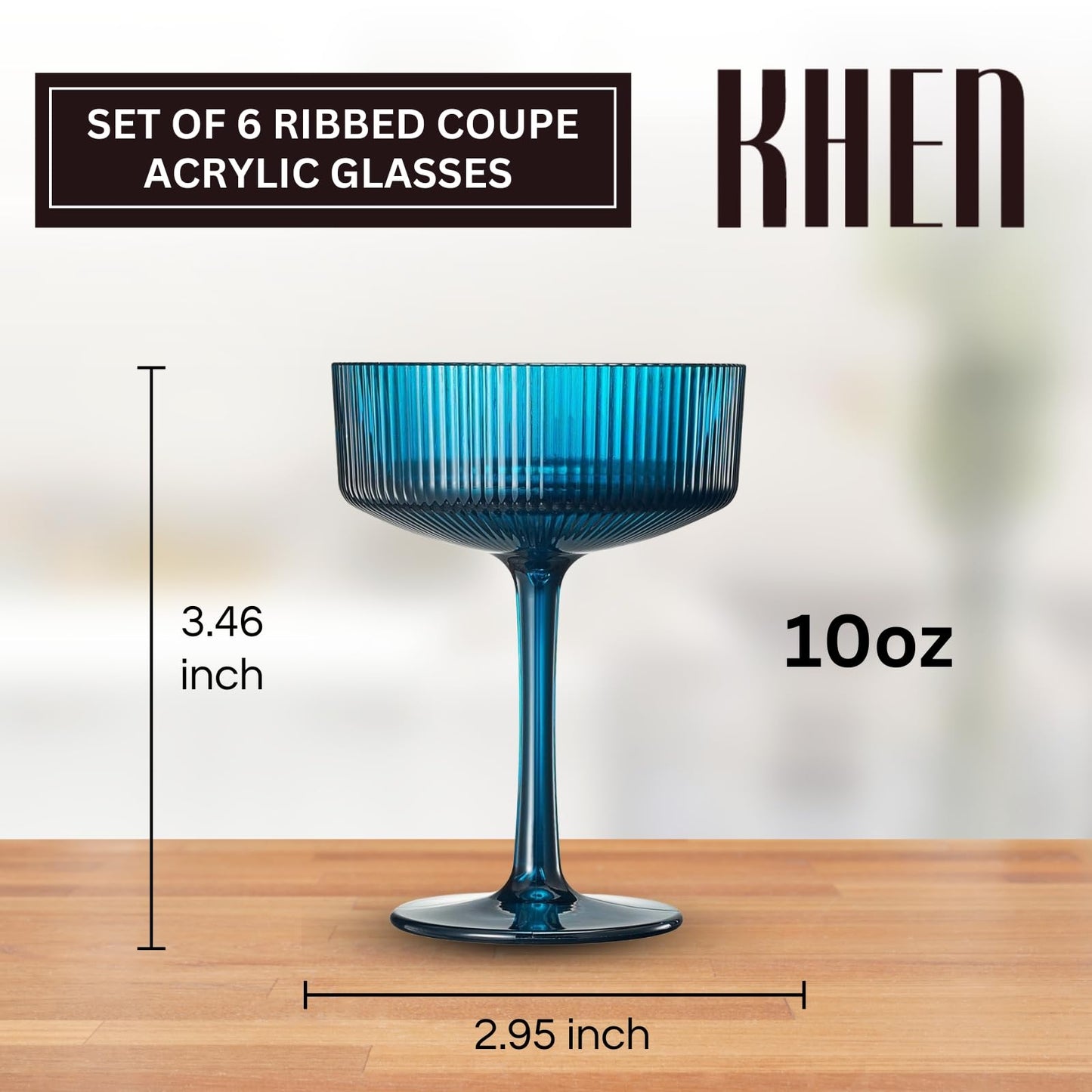 Vintage Ribbed Acrylic Martini Set of 6 Glasses