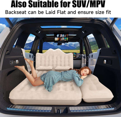 Backseat air mattress beige 30.31in width laid across SUV rear seats on Tampa Home & Garden Store