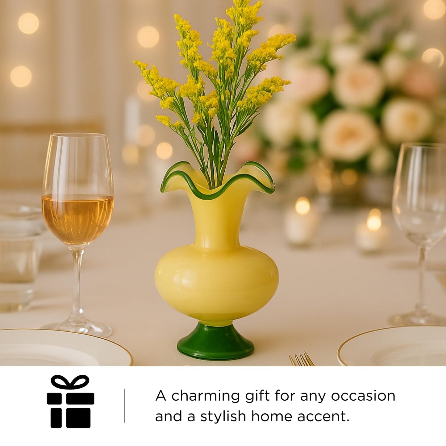Hand Blown Glass Flower Vase And Vintage Decor