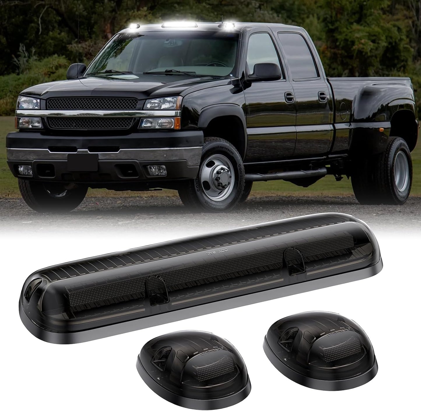 LED roof cab lights kit AutoLEDTech.com smoked white amber for GMC/Chevy 1 bar 2 lamps on Tampa Home & Garden Store
