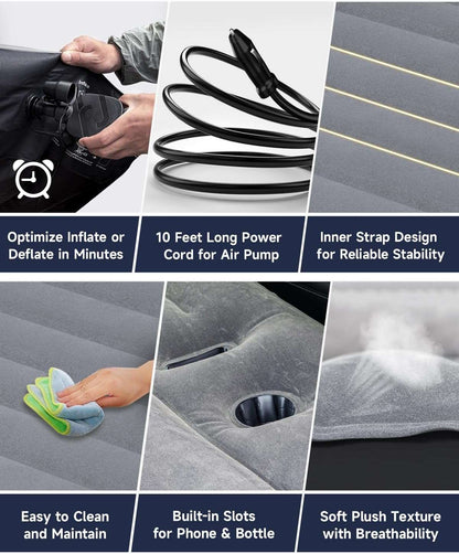 Umbrauto Tesla Y SUV air mattress in gray for car camping with 10 ft cord and inner strap on Tampa Home & Garden Store