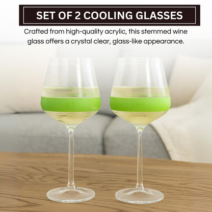 Set of 2 Stemmed Cooling Acrylic Wine Glasses