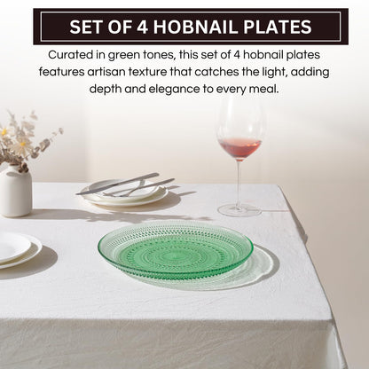 Green Hobnail Glass Plates and Charger Sets